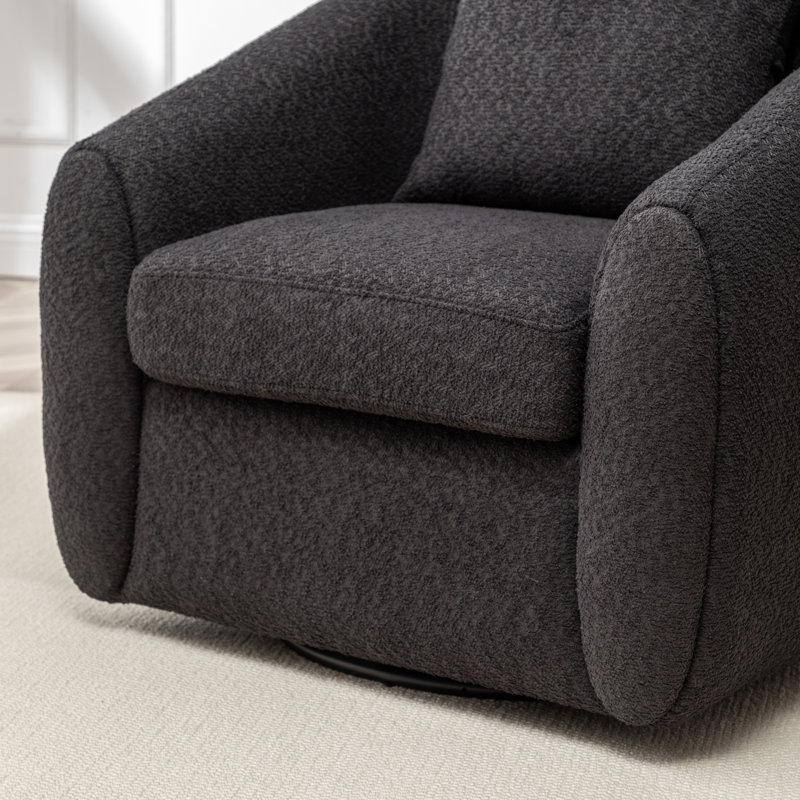 Duston 32'' Wide Upholstered Swivel Chair, Black