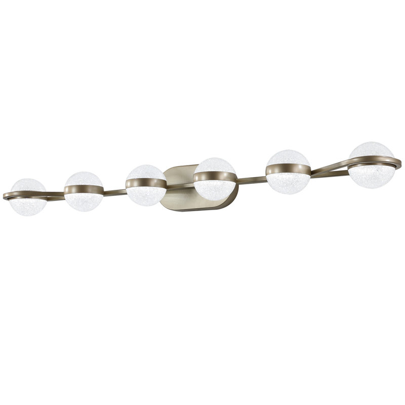 43" Minimalist LED Bathroom Vanity Light With Crystal Sand Acrylic Shades,6-Light Wall Mounted Decorative Lighting Fixture, Suitable For Bathroom Vanity Mirror