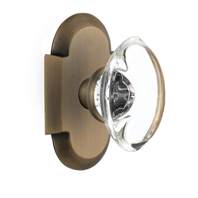 Cottage Plate with Oval Clear Crystal Door Knob