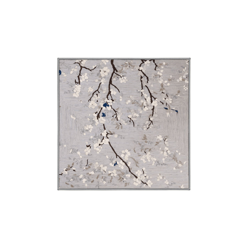 Machine Washable Gray Area Rug, Square 4'