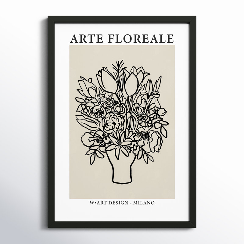 Arte Floreale 1 by Romina Gadler - Framed Wall Art, Black Canvas Framed, 30" H x 21" W