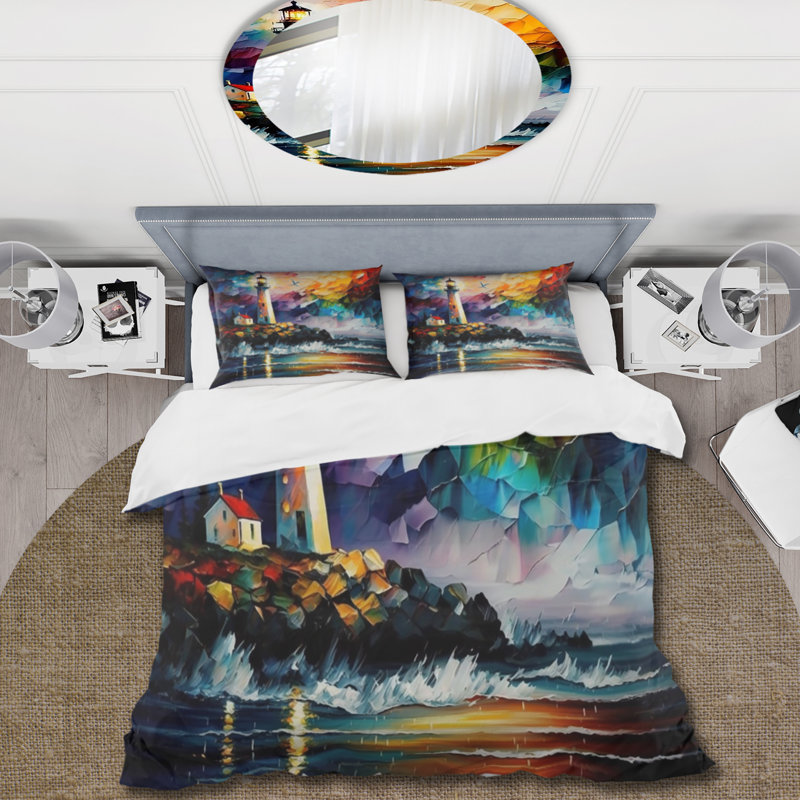 Ensemble de housse de couette en microfibre / polyester Lighthouse By The Ocean V