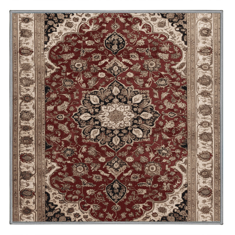 Tapis persan gris lavable à la machine, Carré 8 pi
