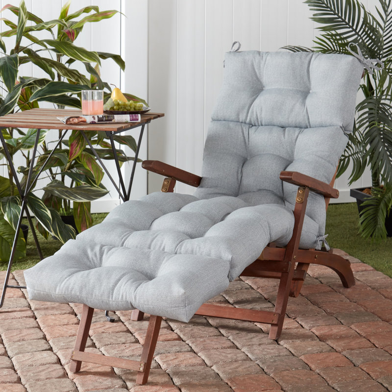 Coussin de chaise longue d'extérieur capitonné Shipton, Gris chiné