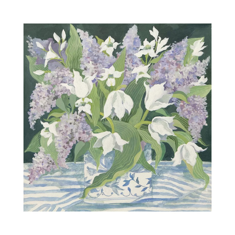 Lilac And Tulips by Jennifer Abbott - Wrapped Canvas Painting, 30.48 cm H x 30.48 cm W