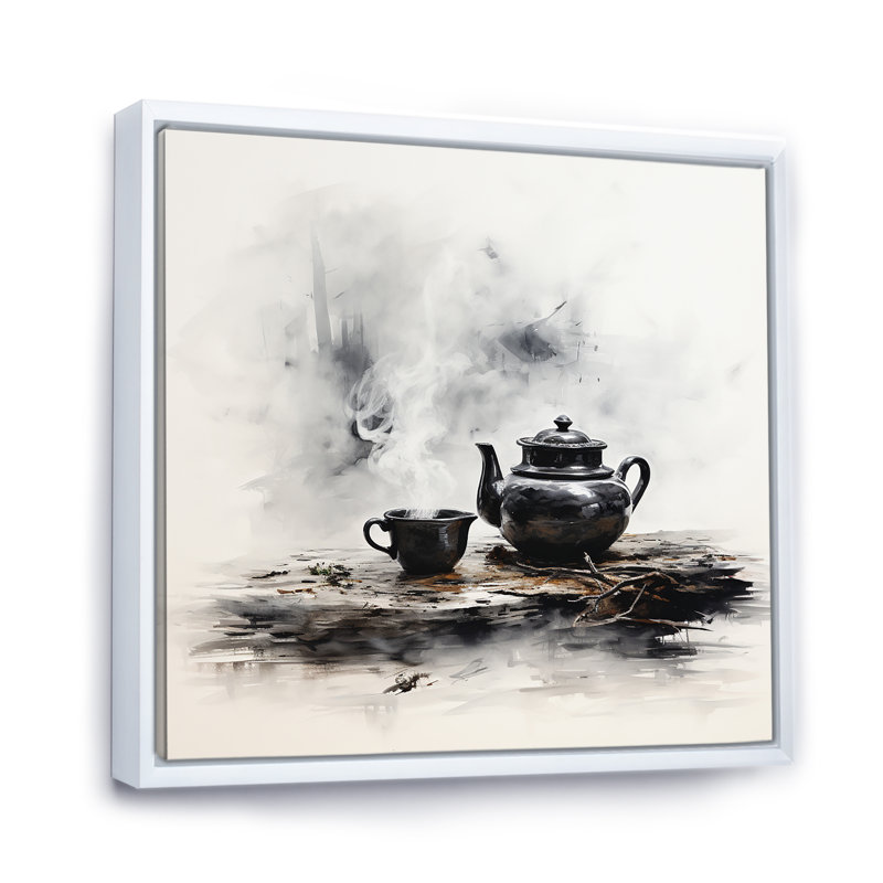 Art mural noir et blanc Boho, Cadre flottant blanc, H 30 po x l 30 po x P 1,5 po