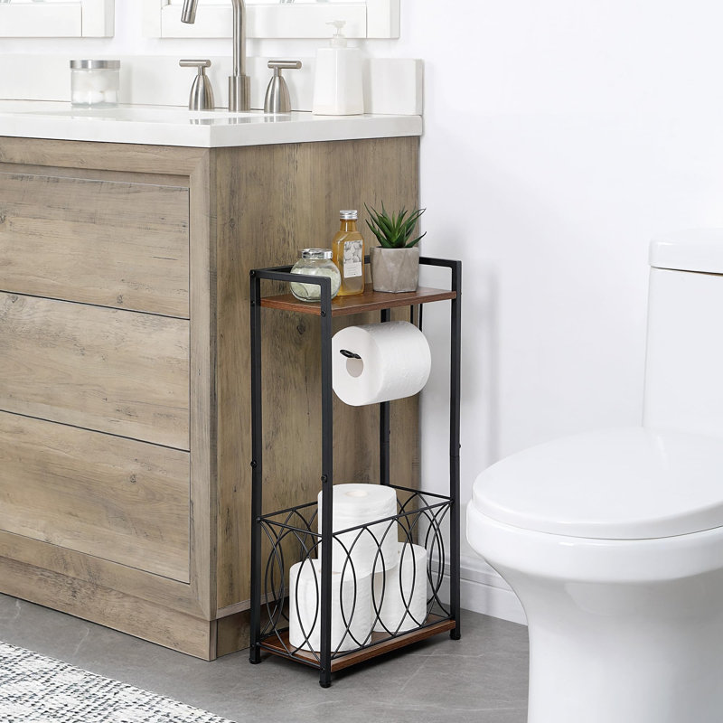 Porte-papier hygiénique multifonctionnel avec tablette, Noir
