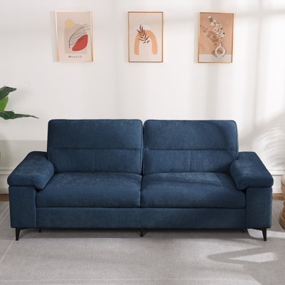 71” Modern Chenille Sofa Adjustable Armrest Couch