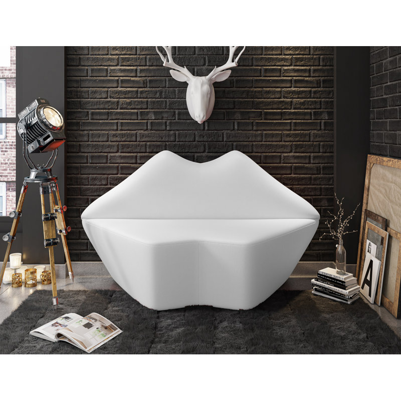 61.8'' Faux Leather Loveseat, White Faux Leather