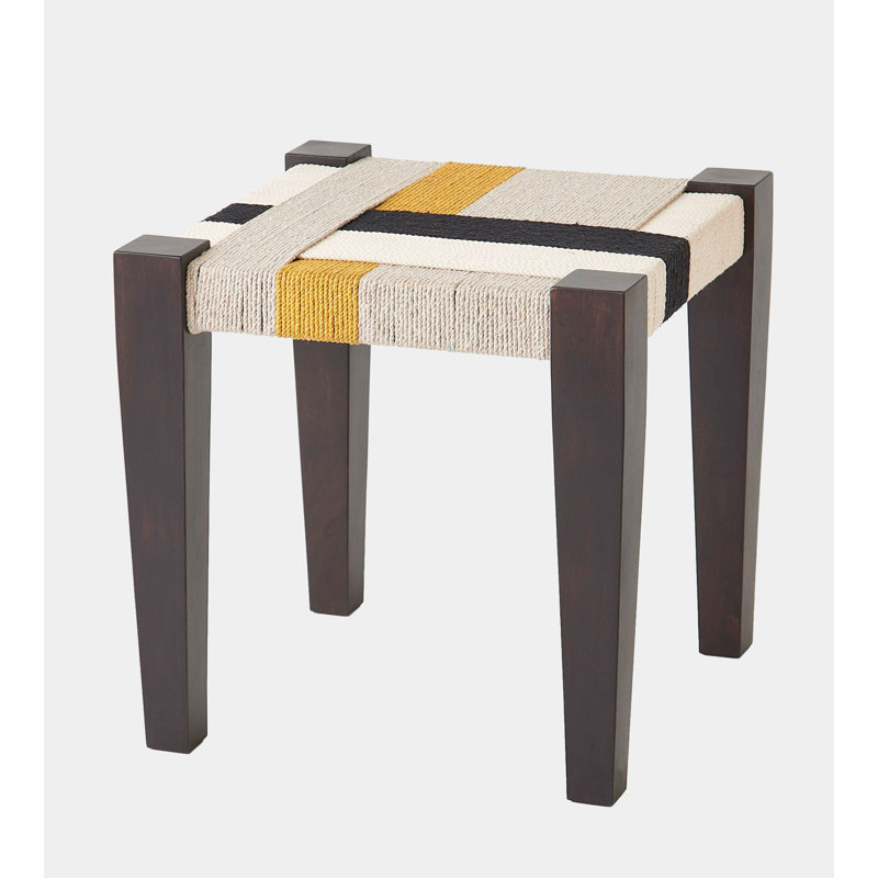 Jute Stool Black Gray White Yellow