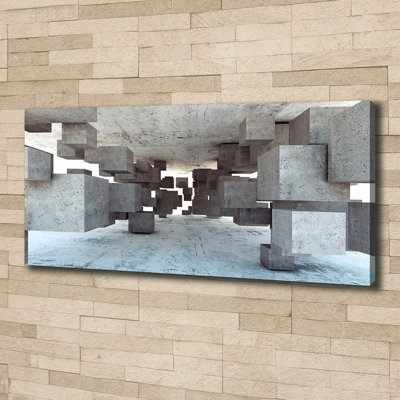 Cubes In Concrete - No Frame Print on Glass