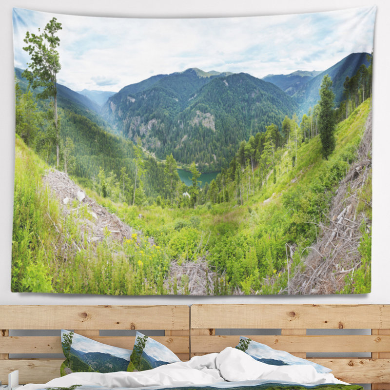 Tapisserie panorama à montagnes en polyester avec accessoires suspendus inclus, H 50 po x l 60 po