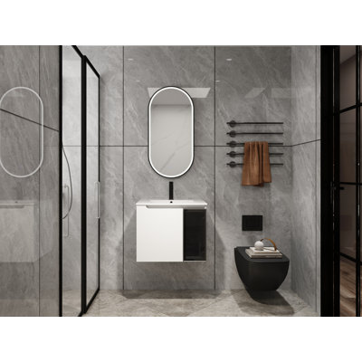 24" Wall-Mounted Bathroom Vanity With Ceramic Sink