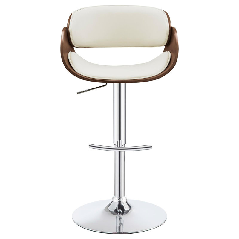 Tabouret de bar réglable écru et chrome, Ivoire ivoire