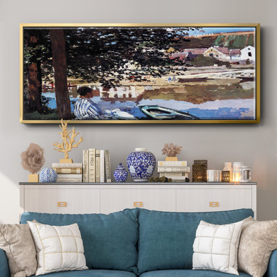 The river has burst its banks by Monet - Framed Canvas