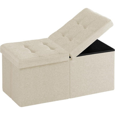 Storage Ottoman Bench, Footrest With Storage, End-Of-Bed Bench And Coffee Table For Living Room, Bedroom, Or Entryway (Beige)