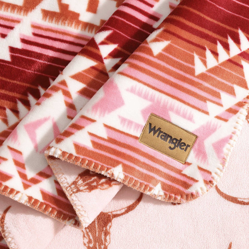 Couverture réversible Wrangler, Double/Grand, Rose géométrique