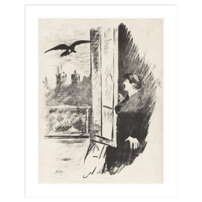 «At the Window from Stephane Mallarmé» par Edgar Allan Poe, The Raven, par Edward Manet, impression giclée encadrée