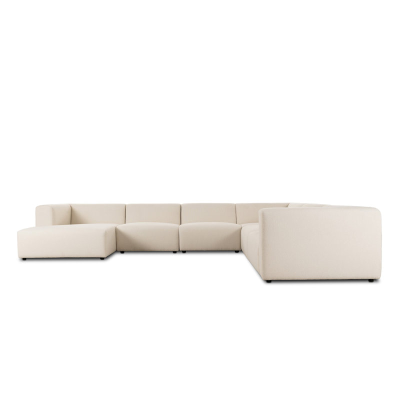 Lawndale 6PC Sectional W/ LAFC-Saxon Charcoal, Left Hand Facing, Fayette Cloud Polyester Blend