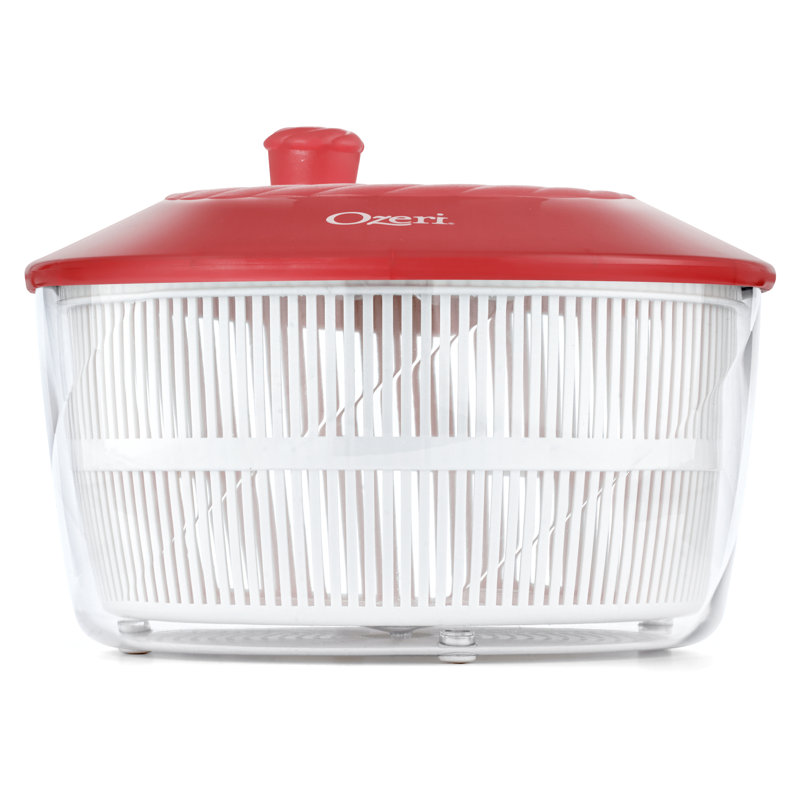 Italian Made Fresca Salad Spinner and Serving Bowl Rotator, Red