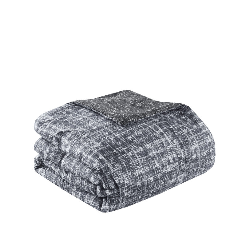 Maca Textured Print Reversible Duvet Set, King/Cal King Duvet Cover + 2 King Shams, Gray
