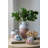 Round Terracotta Vase with Distressed White Tan Finish