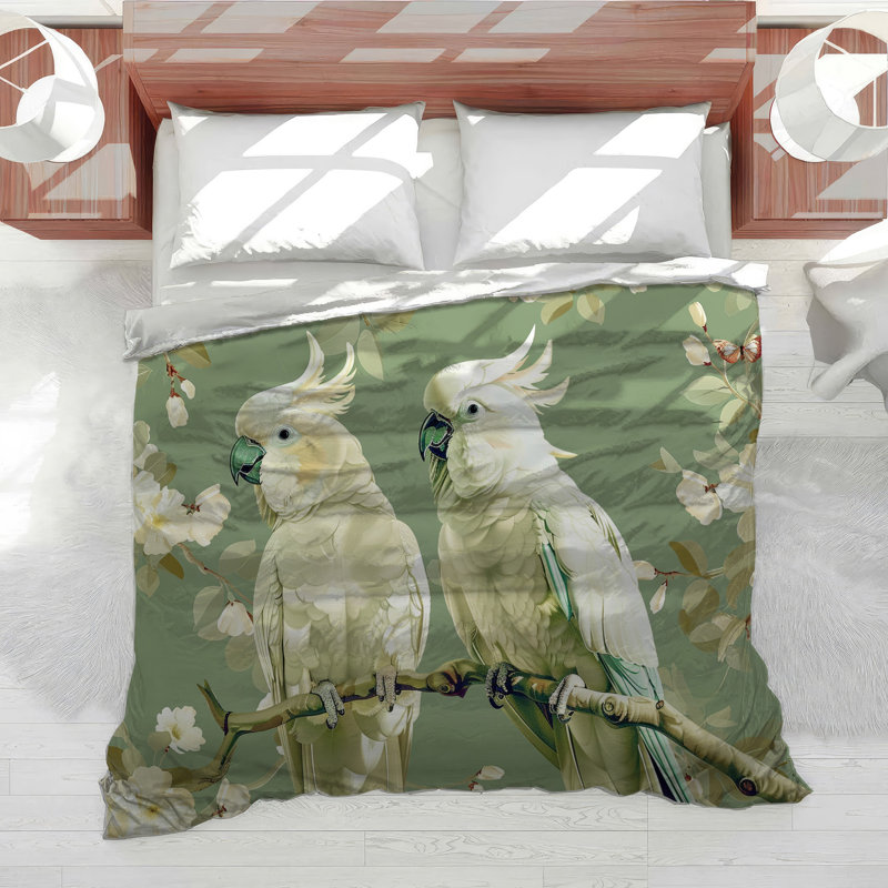 Parrot Bird Machine Printed Duvet Cover, King Duvet Cover