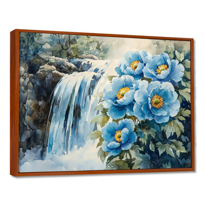 Pivoines par la cascade VI - art mural pivoines pour le salon