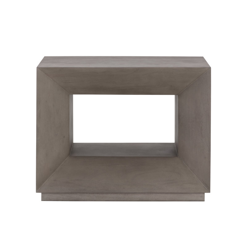 Gray Acacia Wood Geometric Nightstand with Drawer