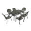 Ensemble repas extérieur rectangulaire pour 6 personnes avec trou pour parasol Elegant
