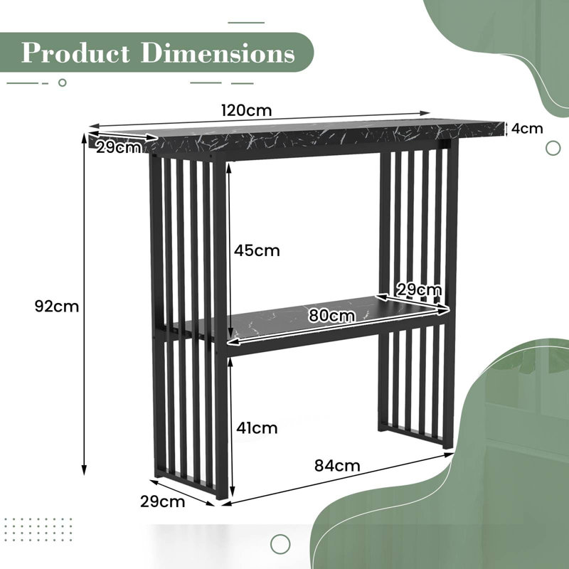 Byersville 120cm Console Table, Black, Black