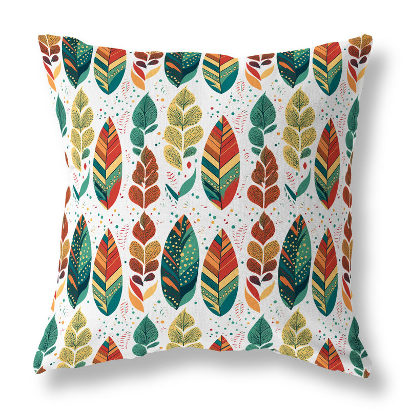 Coussin Tribal Leafy Treasures, H 20 po x l 20 po, Floral multicolore