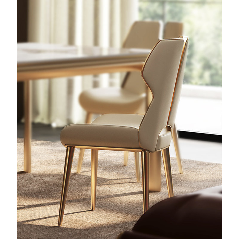 Chaise de salle à manger moderne et simple en acier inoxydable avec dossier ultra fin