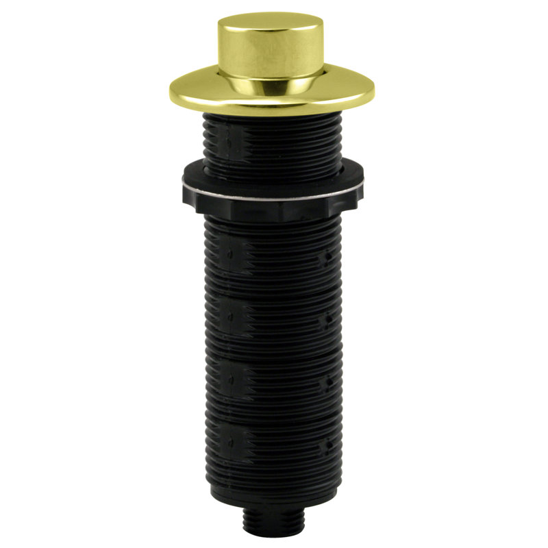 Sink Top Waste Disposal Air Switch and Dual Outlet Control Box, Raised Button, Polished Brass