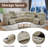 211"W Power Leather Reclining Sectional With LED,Reading Lamp,Wireless Charging 