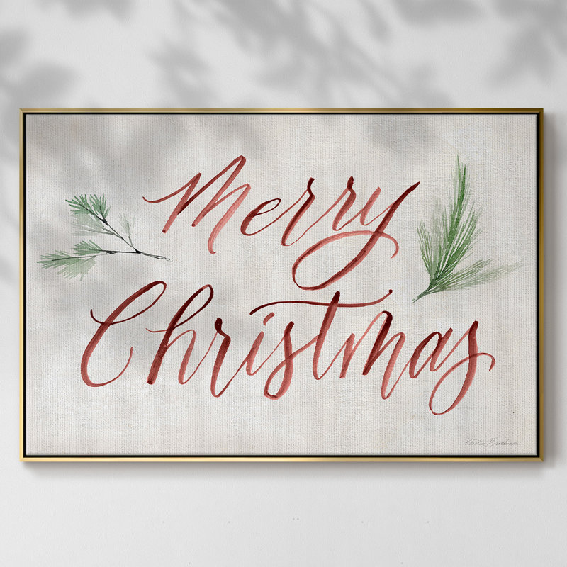 " Merry Christmas " Print, 25" H x 37" W x 2" D, Gold