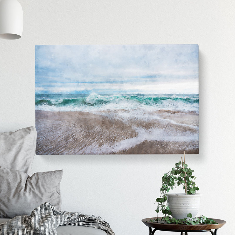 Beach In Santa Cruz California Painting - Wrapped Canvas, 50cm H x 76cm W x 3cm D