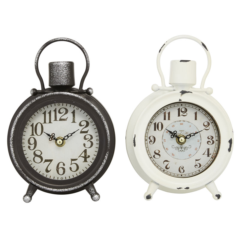 Analog Metal Mechanical Tabletop Clock in Black