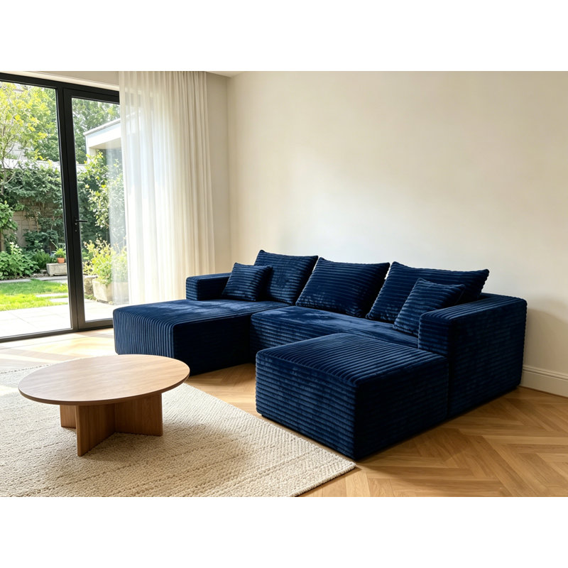 Canapé Boneless de 92,4 po, canapé modulaire Cloud, canapé en velours côtelé pour salon, canapé modulaire en U avec méridienne, sans assemblage