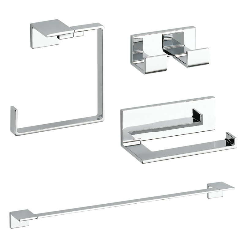 Vero Delta 4 Piece Bathroom Hardware Set, Chrome