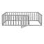 Structure de lit de jour simple en bois avec clôture, gris