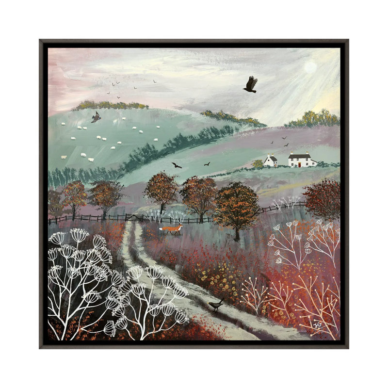 «Autumn Dusk» par Jo Grundy - reproduction d'art, H 18 po x l 18 po x 1,5 po, Toile encadrée de bois rustique foncé