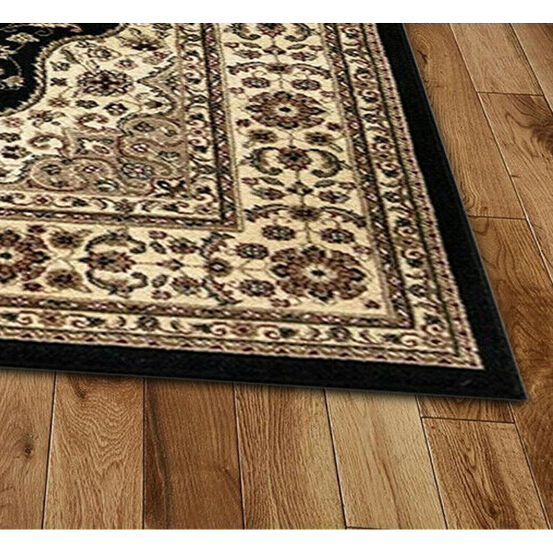 Arrianna Traditional Carpet Living Room Rug Kitchen Mat Floral Flatweave Black Rug , Rectangle 200 x 290cm
