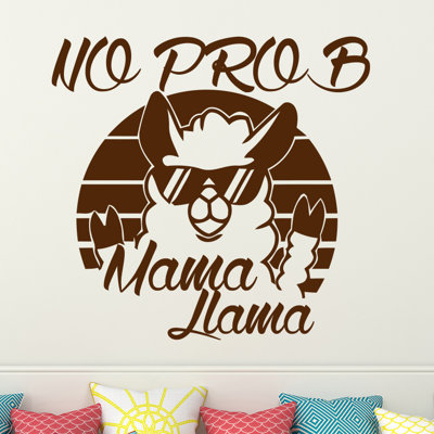 Décalcomanie murale "no prob maman llama"