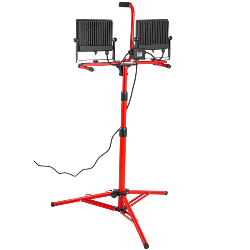 LED Work Light with Stand, 20000 Lumen Dual-head LED Work Light with 27.6"-68.1" Adjustable and Foldable Tripod Stand, IP65 Waterproofed LED Tripod Work Light, with 5000 Kelvin Colour Temperature