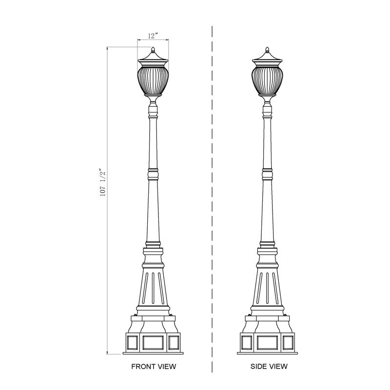 Luminaire d'extérieur 4 lumières Ashdown, H 107,25 po x l 14,25 po x P 14,25 po