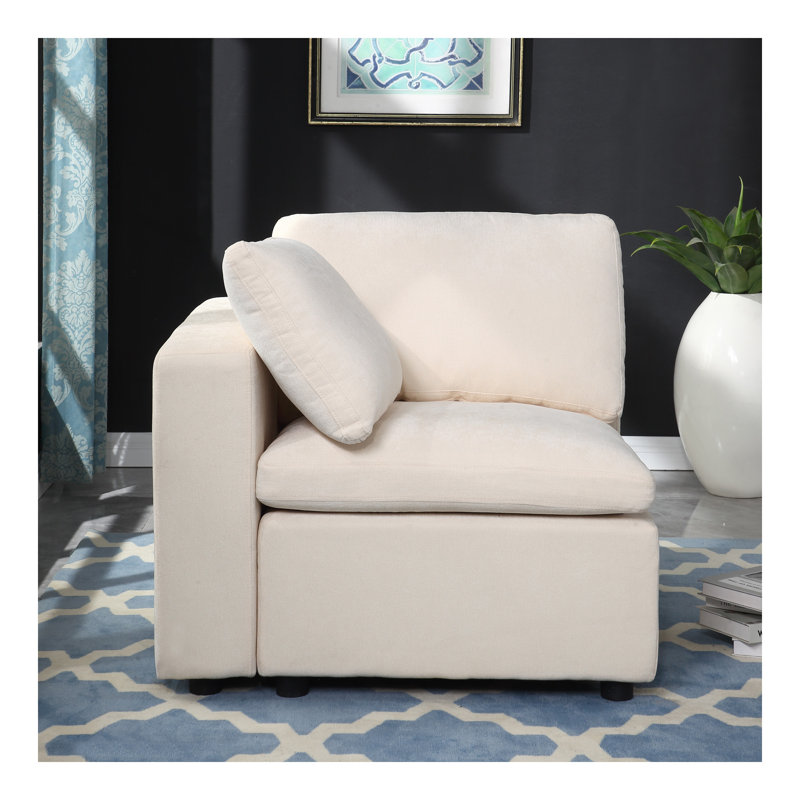 Modular Sectional Sofa Set Facing Armchair Chenille