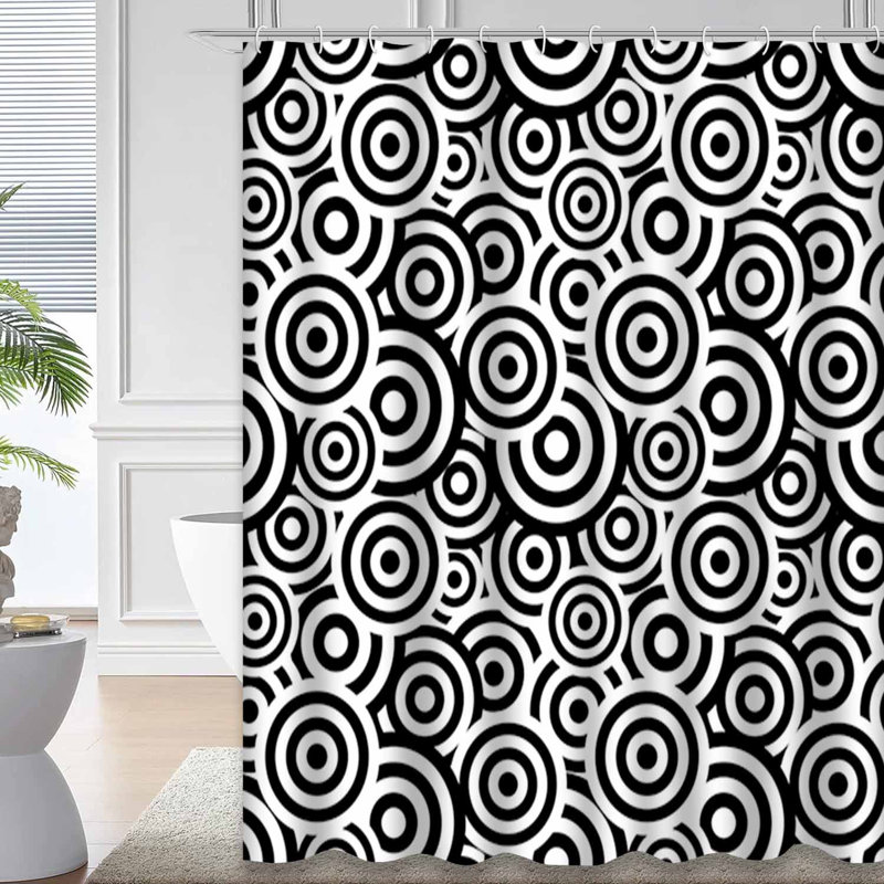 Rideau de douche blanc avec 12 crochets Retro, L 72 po x l 84 po