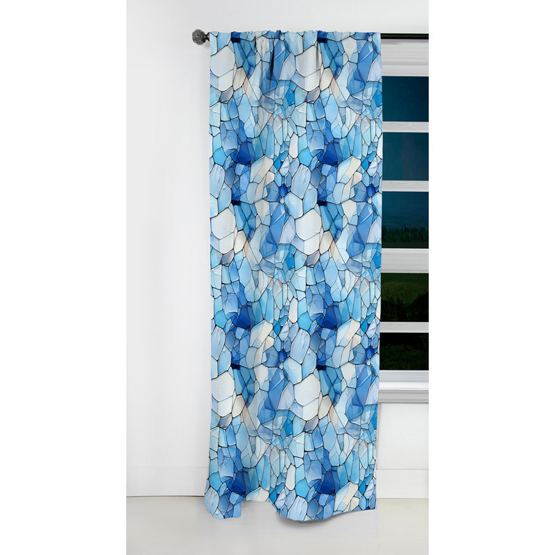 Rideau géométrique occultant en velours bleu cobalt II Coastal - 1 panneau, L 52 po x L 63 po