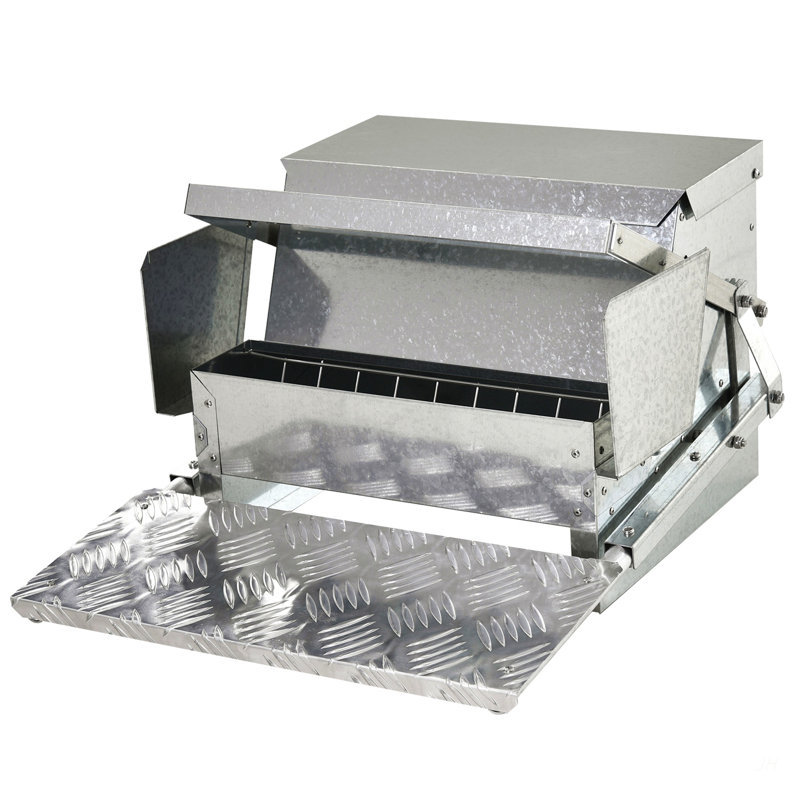 Mangeoire automatique pour poulets Pawhut d'une capacité de 25 lb avec une fabrication en acier galvanisé et en aluminium, conception résistante aux intempéries